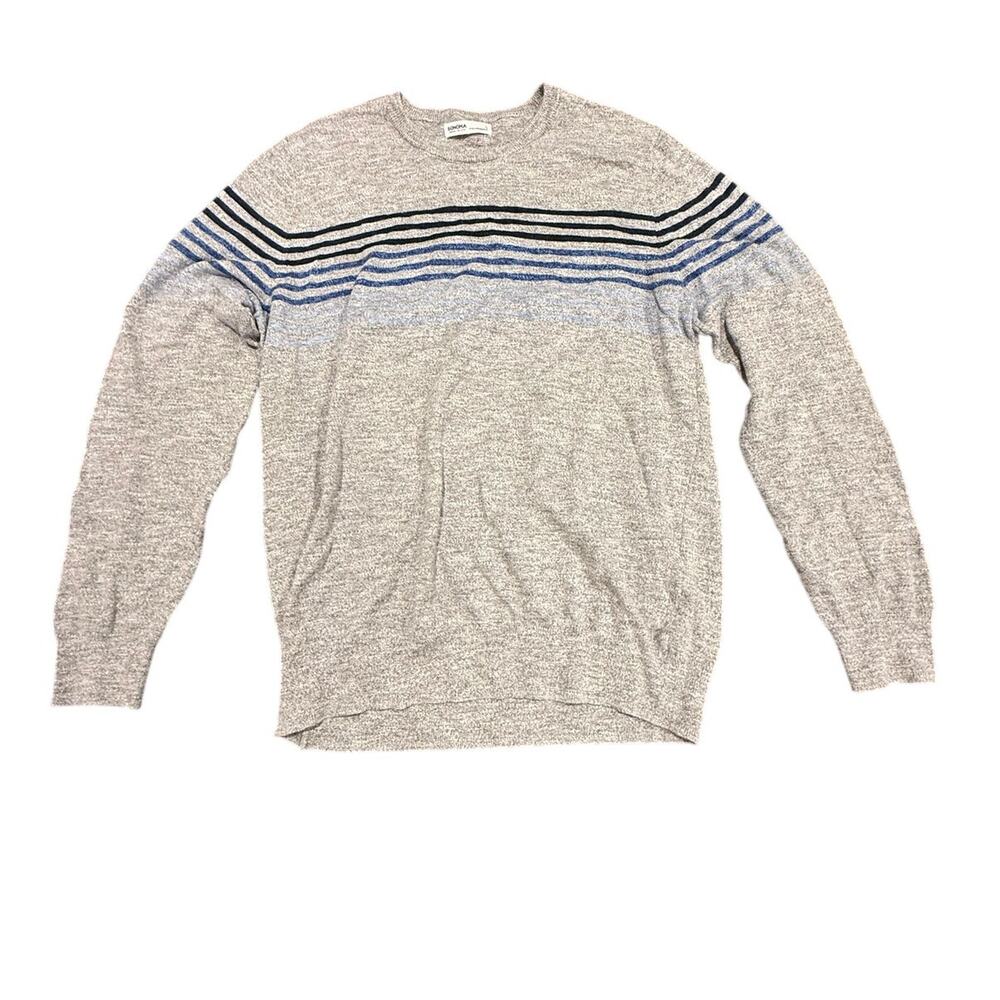 Sonoma Goods For Life Men's Gray Striped Long Sleeve Crewneck Sweater Size Large